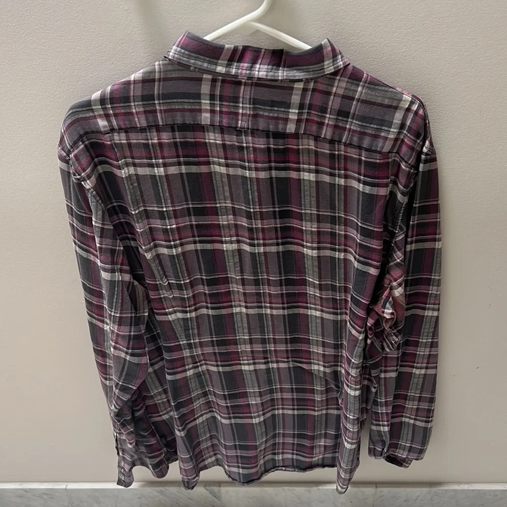 JOHN VARVATOS MENS Grey and Purple Plaid Button Down Shirt - Size XXL - Picture 4 of 4